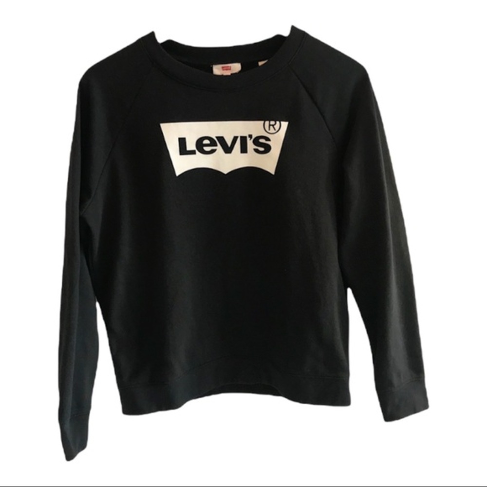 Black Levi’s Crewneck w/ White Logo Sweatshirt Pullover - Size Small
